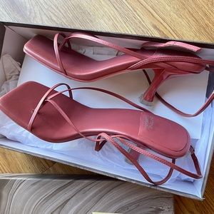 Jeffrey Campbell Leeda Ankle strap Sandal mid heel 7.5 dry rose
